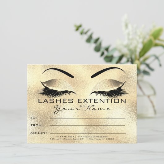 Glam Eyebrow Lashes美しいメイクアップ証明書ギフト (スタンド正面)