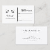 Glam Eyelashes Black and White Appointment Card 予約カード (正面/裏面)
