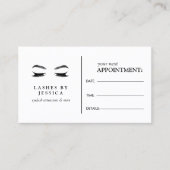 Glam Eyelashes Black and White Appointment Card 予約カード (正面)