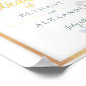 Glam Flowers金ゴールドフレーム結婚のウェルカムサイン ポスター (角)