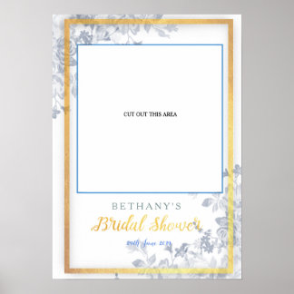 Glam Flowers金ゴールドブライダルシャワーカットフォトブース ポスター