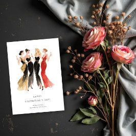 Glam Four Pretty Elegant Ladies Galentine's Day カード