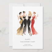 Glam Four Pretty Elegant Ladies Galentine's Day カード (正面)