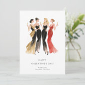 Glam Four Pretty Elegant Ladies Galentine's Day カード (スタンド正面)