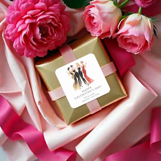 Glam Four Pretty Elegant Ladies Galentine's Day スクエアシール