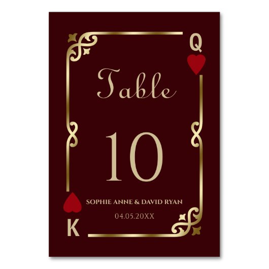 Glam Gatsby Casino Las Vegas Poker Wedding テーブルナンバー (正面)
