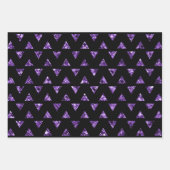 Glam Gemsピンクハートグリーンスターズ紫色の三角形 ラッピングペーパーシート (正面)