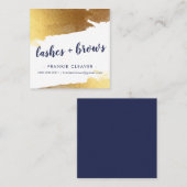 GLAM GILDED金ゴールドエッジ手札付きスクリプトnavy スクエア名刺 (正面/裏面)