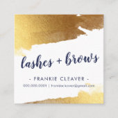 GLAM GILDED金ゴールドエッジ手札付きスクリプトnavy スクエア名刺 (正面)