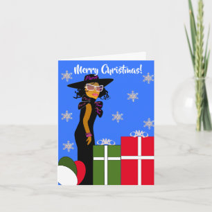 Glam Girl African Americanクリスマスカード カード
