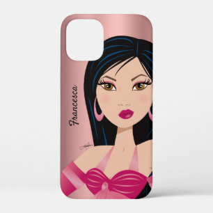 Glam Girl Sassy Attitation Asian Girlバラ金ゴールド iPhone 12 Mini ケース