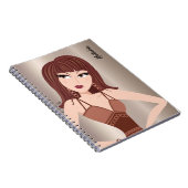 Glam Girl Sassy Attitation Brunette Girl Notebook ノートブック (右側)