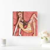 『Glam Girl Sechy Sassy Go-Go-Go Girl』 スクエア壁時計 (ホーム)