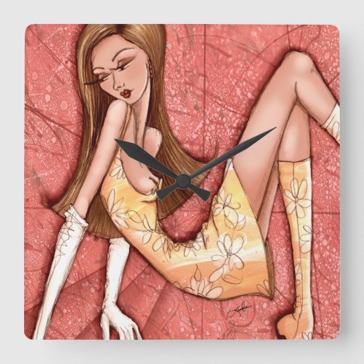 『Glam Girl Sechy Sassy Go-Go-Go Girl』 スクエア壁時計 (正面)