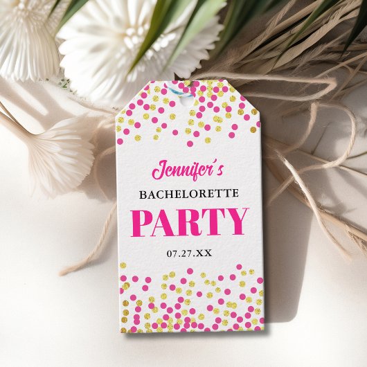 Glam Girly Dots Wedding Bachelorette Party ギフトタグ