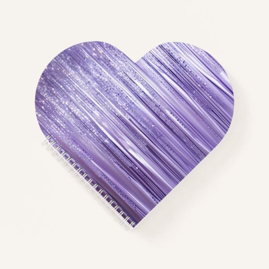 Glam Girly Lavender Tinsel Stripes ノートブック (正面)