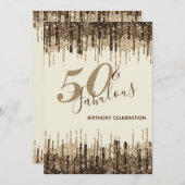 Glam Glittery Spark 50と素晴らしい誕生日パーティー 招待状 (正面/裏面)