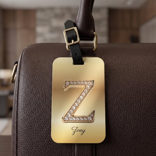 Glam Gold ダイヤモンド モノグラムイニシャル Z ラゲッジタグ