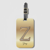 Glam Gold ダイヤモンド モノグラムイニシャル Z ラゲッジタグ (正面縦)