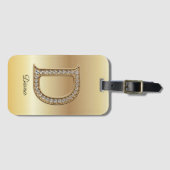 Glam Gold ダイヤモンド モノグラムイニシャルD ラゲッジタグ (正面横)