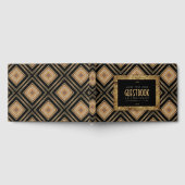 Glam Gold Black Geometric Art Deco Wedding ゲストブック (全面)