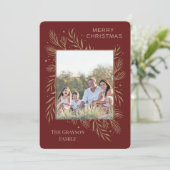 Glam Gold Botanical Maroon Photo Card シーズンカード (スタンド正面)