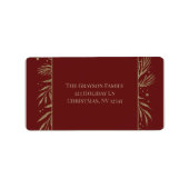 Glam Gold Botanical Maroon Return Labels ラベル (正面)