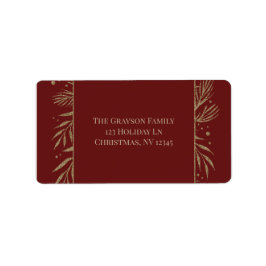 Glam Gold Botanical Maroon Return Labels ラベル