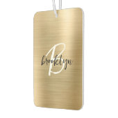 Glam Gold Brushed Metal Black White Monogram カーエアーフレッシュナー (左)