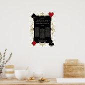 Glam Gold Casino Vegas Wedding Seating Chart ポスター (キッチン)