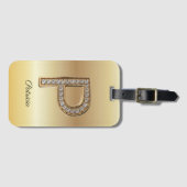 Glam Gold Diamond モノグラムイニシャル P ラゲッジタグ (正面横)