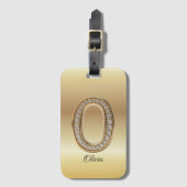 Glam Gold Diamond モノグラムイニシャルO ラゲッジタグ (正面縦)