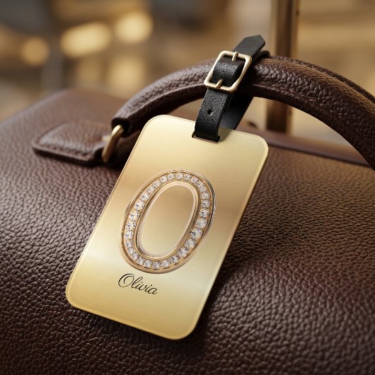 Glam Gold Diamond モノグラムイニシャルO ラゲッジタグ