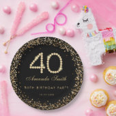 Glam Gold Diamonds 40歳の誕生日パーティー紙皿 ペーパープレート (パーティー)