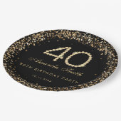 Glam Gold Diamonds 40th Birthday Party Paper Plate ペーパープレート (アングル)