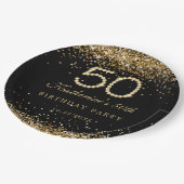 Glam Gold Diamonds 50th Birthday Party Paper Plate ペーパープレート (アングル)