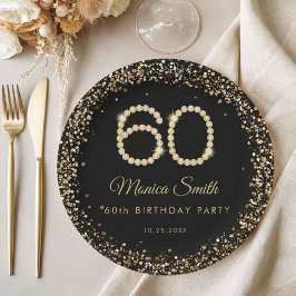 Glam Gold Diamonds 60th Birthday Party Paper Plate ペーパープレート
