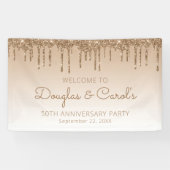 Glam Gold Glitter Drip 50th Anniversary Party 横断幕 (横)