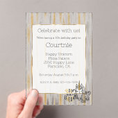 Glam Gold Glitzy Glitter Silver Unicorn Birthday アクリル招待状 (インサイチュ (ポータブル))