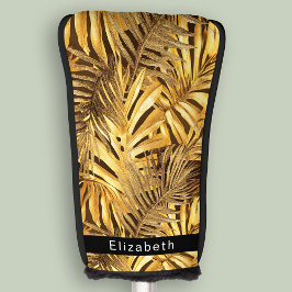 Glam Gold Tropical Leaves Personalized ゴルフヘッドカバー