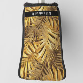 Glam Gold Tropical Leaves Personalized ゴルフヘッドカバー (回転90)