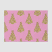 Glam Golden Christmas Trees on Pink Christmas 薄葉紙 (正面)