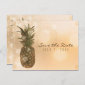 Glam Golden Pineapple日エレガント付を保存 案内ポストカード (正面/裏面)