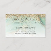 Glam Green Marble Gold Glitter Eyes Microblading 名刺 (裏面)