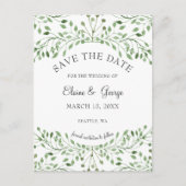 Glam Greeneryの結婚式は日付カードを保存 案内ポストカード (正面)