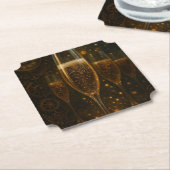 Glam Happy New Year Steampunk Champagne  ペーパーコースター (アングル)