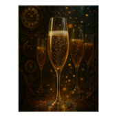 Glam Happy New Year Steampunk Champagne  ポスター (正面)