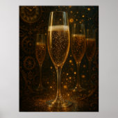 Glam Happy New Year Steampunk Champagne  ポスター (正面)