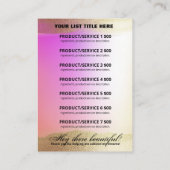 Glam Holographic金ゴールド製品成分リスト 名刺 (裏面)