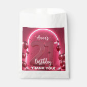 Glam Hot Pink Rose Gold Balloons 21st Birthday フェイバーバッグ (正面)